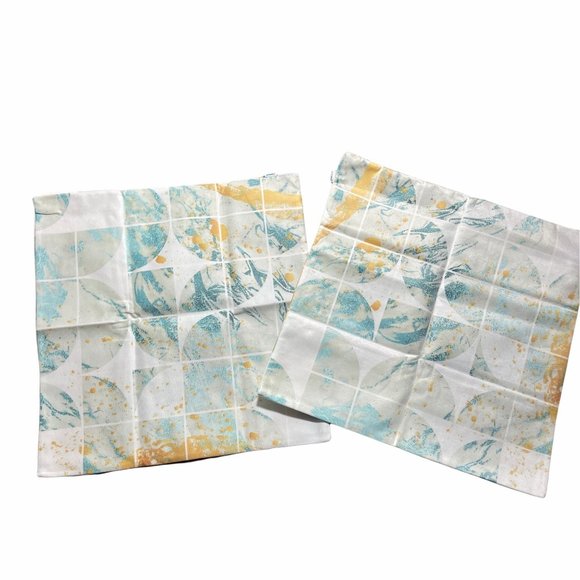 x2 Blue, White, & Gold Marble Print Pillow Cover - Picture 2 of 2